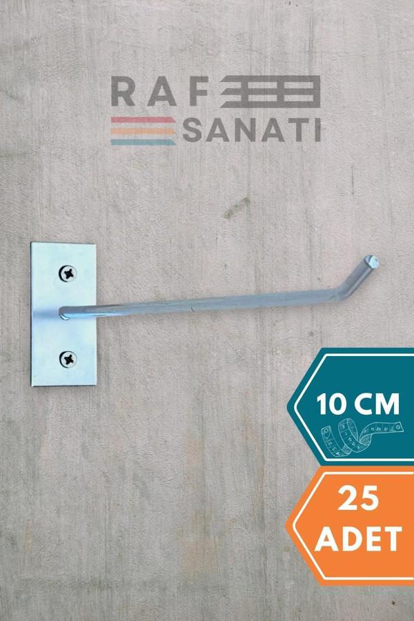 25 Adet Duvar Kancası 10 Cm Duvar ve Suntaya Monte Askı Vidalı Kanca Raf Kancası Raf Askısı Aksesuar - Image 1