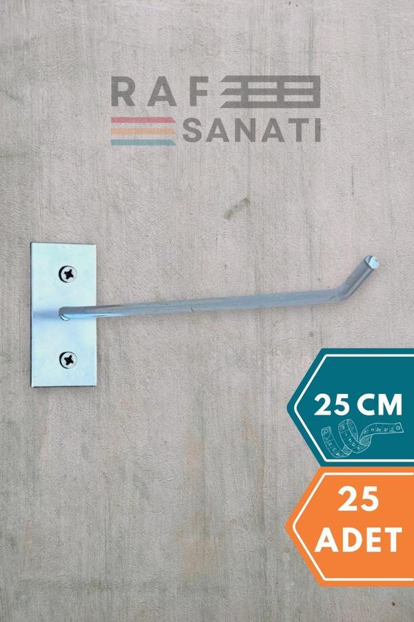 25 Adet Duvar Kancası 25 Cm Duvar ve Suntaya Monte Askı Vidalı Kanca Raf Kancası Raf Askısı Aksesuar Tel - Image 1