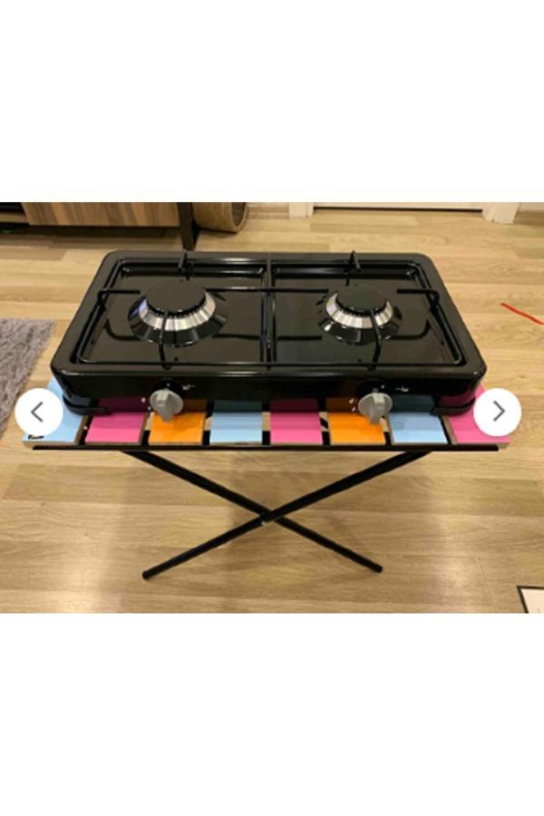 Elisa Set Üstü Lpg Ocak 2 Gözlü Paslanmaz Çelik Ikili Ocak Tüp Uyumlu - Image 1