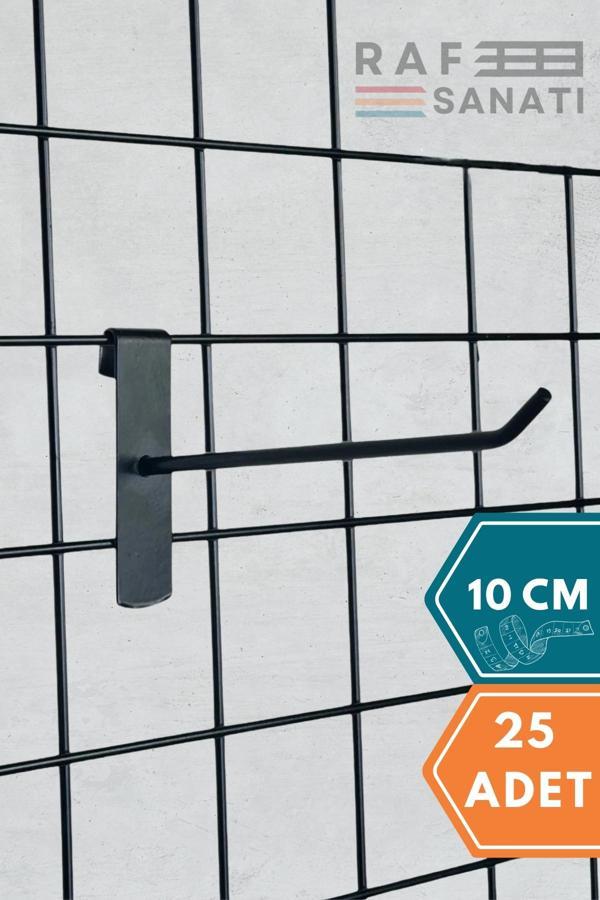 25 Adet Siyah Tel Pano Kancası 10 cm - Askı Kanca Raf Askısı Raf Aksesuar Tel Askı Çorap Kancası - Image 1