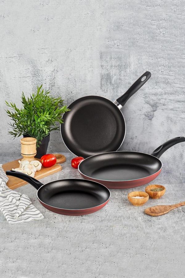 Mehtap Yanmaz Yapışmaz 18 22 26 Cm 3Lü Teflon Tava Seti Turkuaz - Image 1