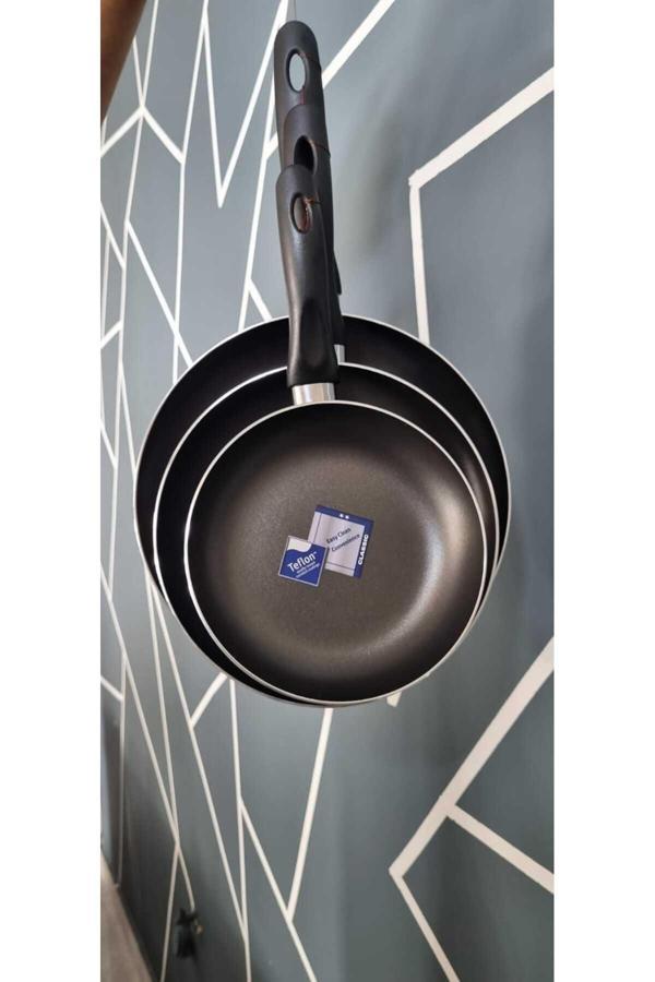 Mehtap Tava 3 Lü Tava Seti 18+22+26Cm Pembe Renk Yanmaz Yapışmaz Teflon Tava - Image 1