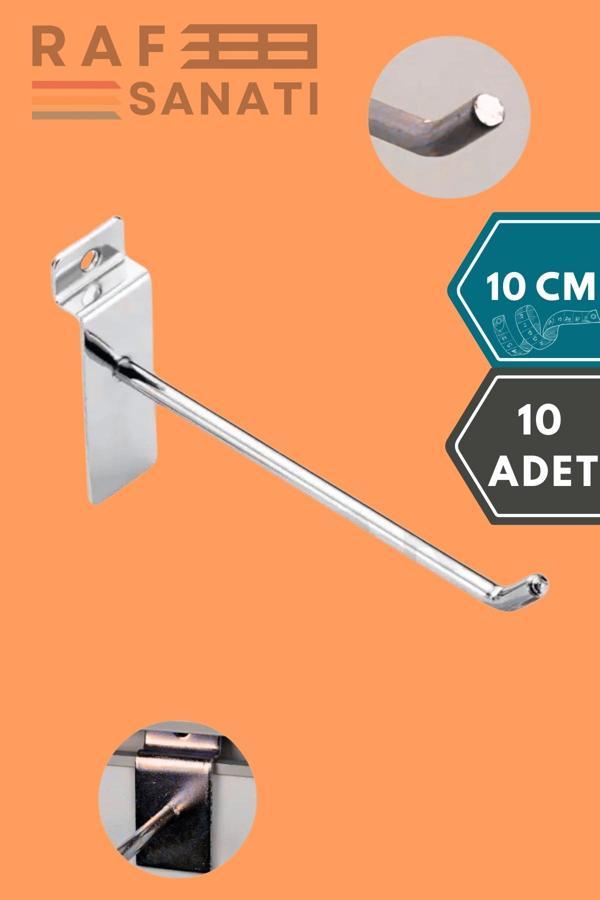 10 Adet Kanallı Pano Kancası 10 cm - Askı Kanca Raf Askısı Raf Aksesuar Tel Askı Raf Kancası - Image 1
