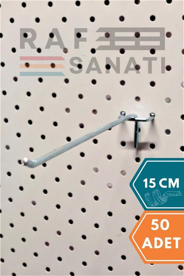 50 Adet Fon Kancası Delikli Pano Kancası 15 cm - Askı Kanca Raf Askısı Raf Aksesuar Tel Askı Raf Kancası - Image 1