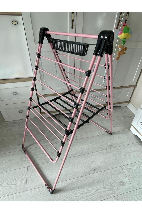 Sobapark Pembe Renkli Kanatlı Kurutmalık Elbise Çamaşır Kurutmalığı Kalın Borulu Çamaşır Teli - Image 1