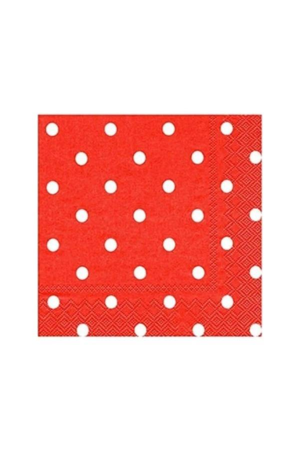 Ambalaj Evi Kırmızı Puantiyeli Desenli Peçete 33X33 20 Adet Puantiye Peçete - Image 1