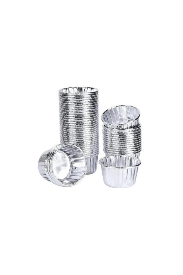 Ambalaj Evi Gümüş Muffin Kabı Metalik Cupcake Muffin Cupcake Kağıdı 25 Adet Muffin Ve Sufle Pişirme Kapsülü - Image 1