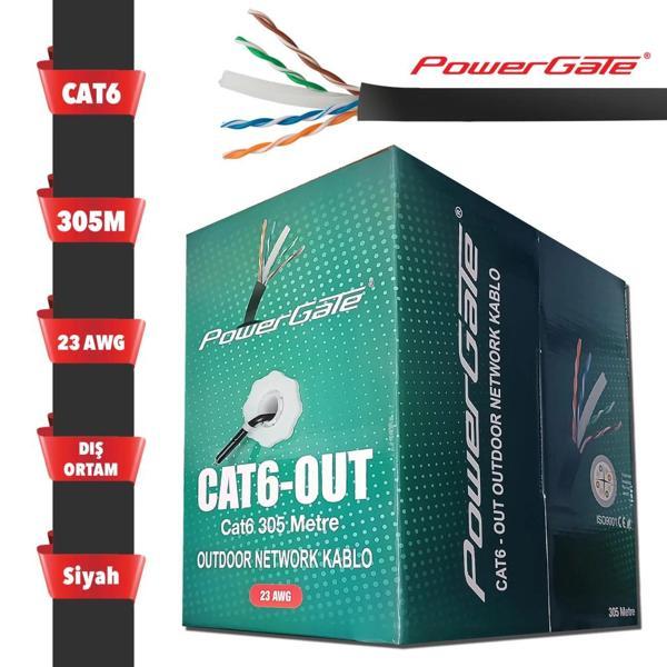 Powergate Cat6-out-cca, Outdoor (dış Mekan), Polietilen, 23awg 0.57mm, Utp, Cat6, Cca Kablo, 305m, S - Image 1