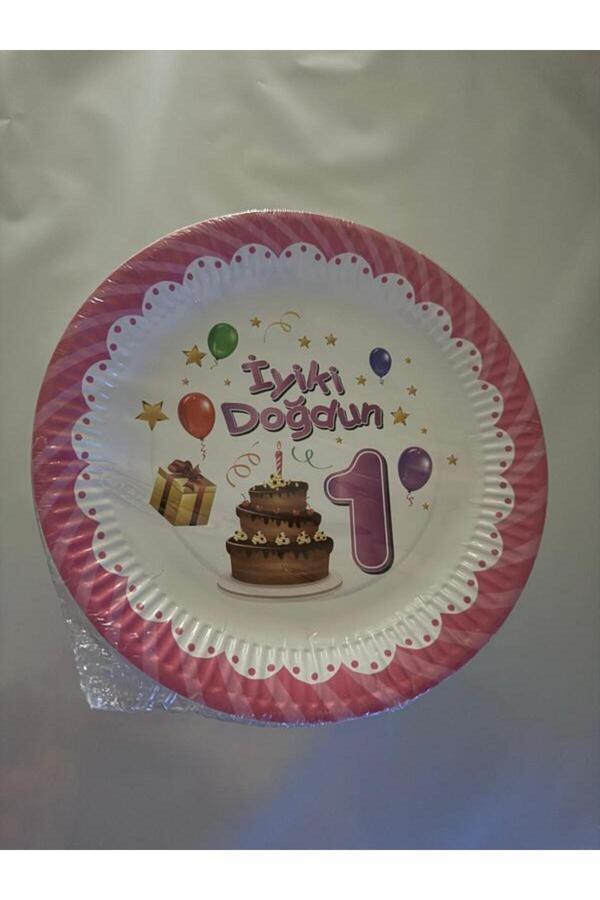 Ambalaj Evi İyiki Doğdun 1 Yazılı Karton Tabak 1 Yaş Tabağı 10 Adet - Image 1
