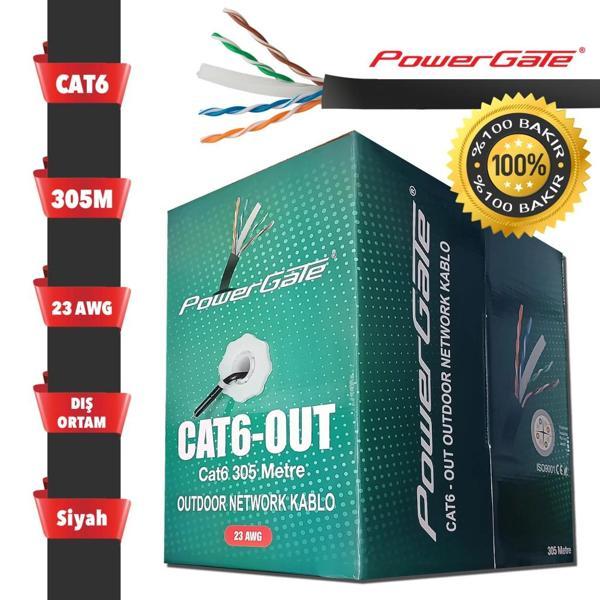 Powergate Cat6-out-copper, Outdoor (dış Mekan), Polietilen, 23awg 0.57mm, Utp, Cat6, %100 Bakır Kabl - Image 1