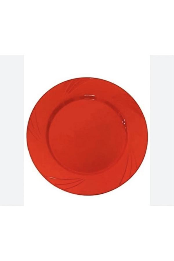 Ambalaj Evi Kristal Yuvarlak Mika Tabak 6 Lı 23 Cm Mika Tabak Kırmızı - Image 1