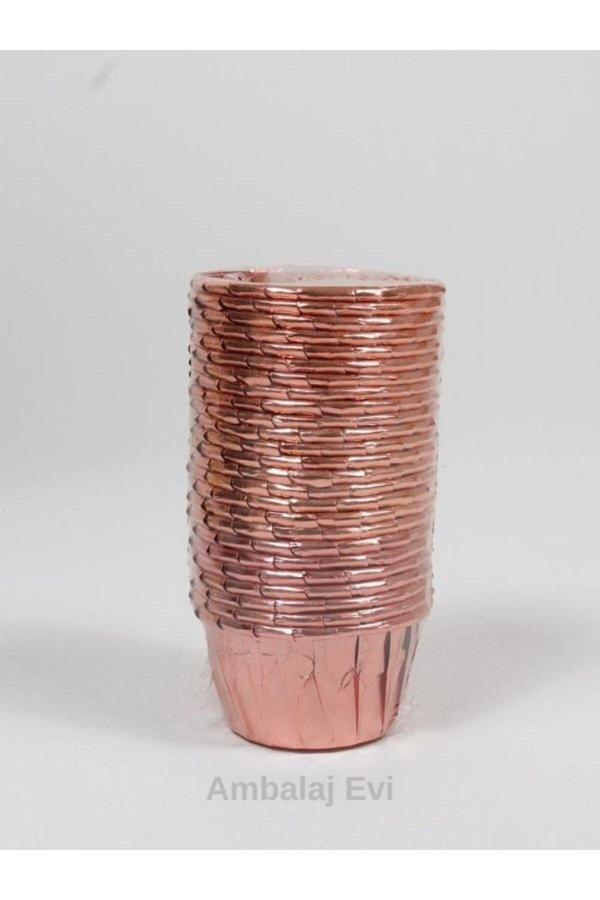 Ambalaj Evi Rose Gold Parlak Pembe Muffin Cupcake Kalıbı Kek Kapsülü 25 Adet - Image 1