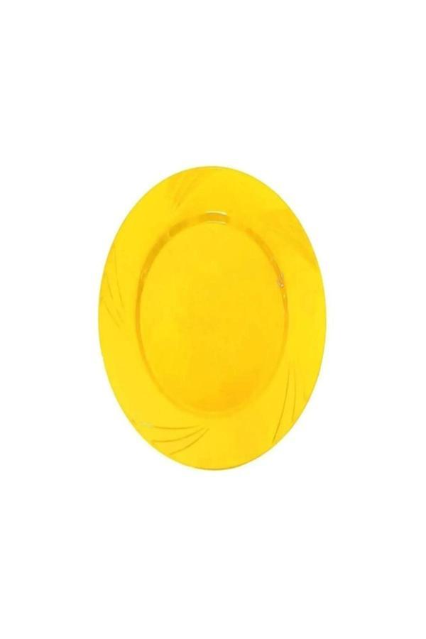 Ambalaj Evi Mika Lüks Plastik Tabak Sarı Mika Tabak 26 Cm 6 Adet - Image 1