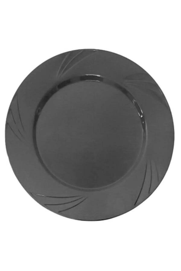 Ambalaj Evi Mika Lüks Plastik Tabak Siyah Mika Tabak 23 Cm 6 Adet - Image 1