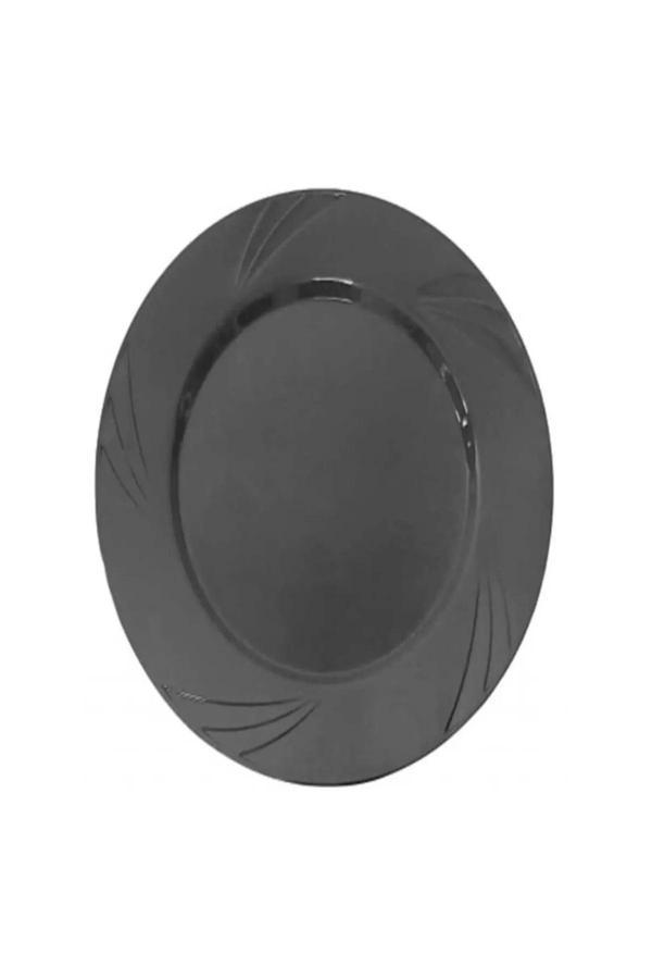 Ambalaj Evi Mika Lüks Plastik Tabak Siyah Mika Tabak 26 Cm 6 Adet - Image 1