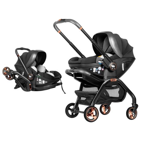 Merkür Bebe Onyx 2'si 1 Arada Oto Koltuğu Bebek Arabası Siyah - Image 1