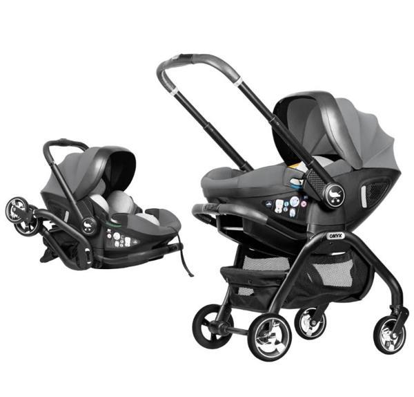 Merkür Bebe Onyx 2'si 1 Arada Oto Koltuğu Bebek Arabası Gri - Image 1