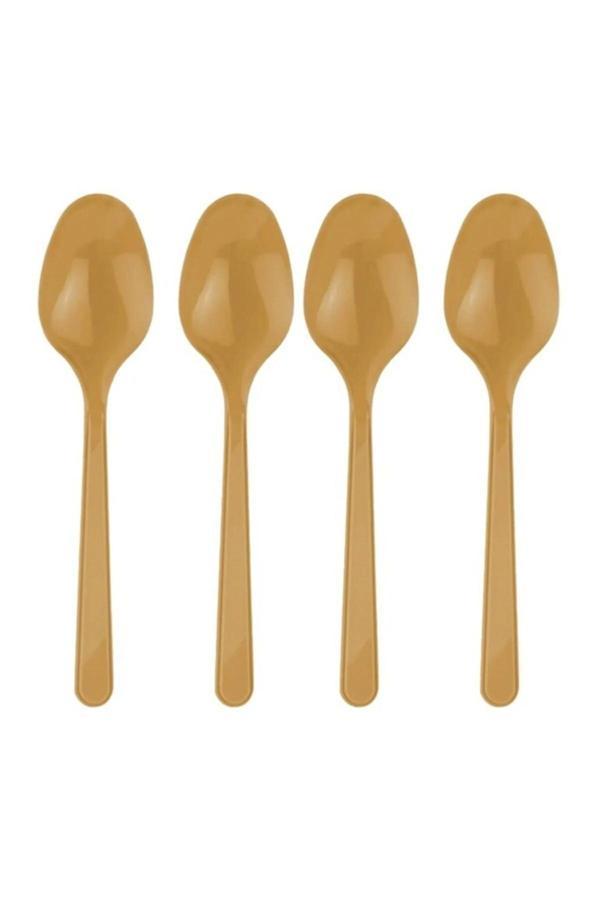 Ambalaj Evi Plastik Kaşık Gold 25 Kişilik Doğum Günü Parti Kaşık 25 Adet - Image 1