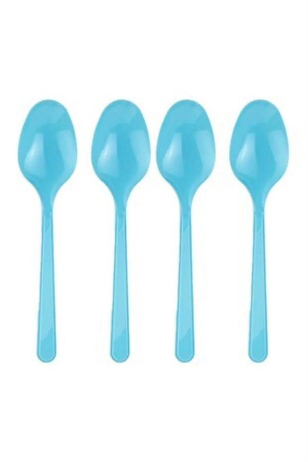 Ambalaj Evi Plastik Kaşık Mavi 25 Kişilik Doğum Günü Parti Kaşık 25 Adet - Image 1