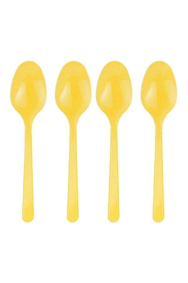 Ambalaj Evi Plastik Kaşık Sarı 25 Kişilik Doğum Günü Parti Kaşık 25 Adet - Image 1