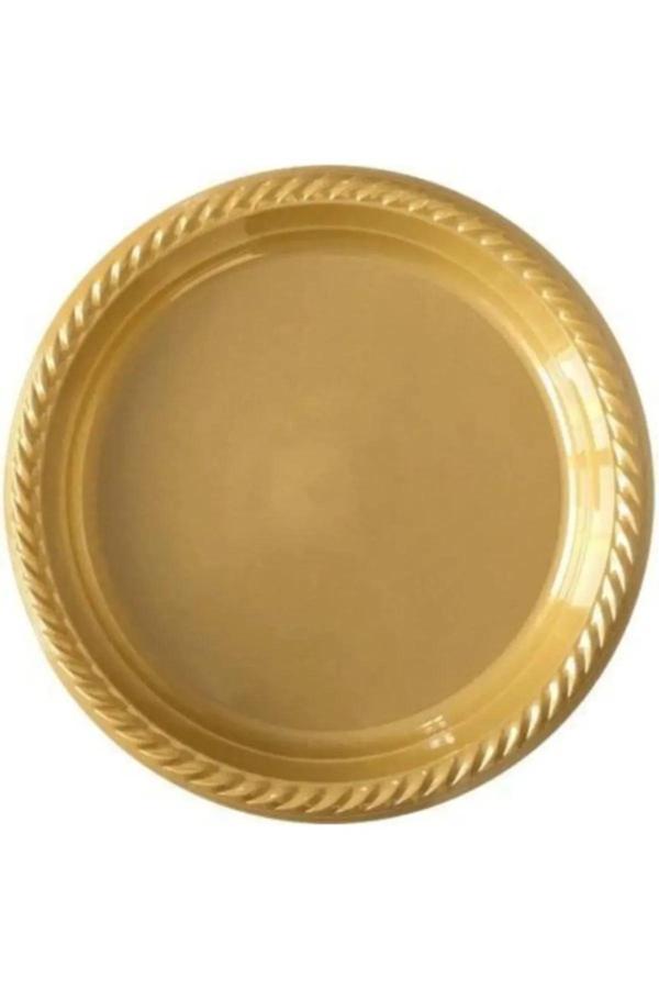 Ambalaj Evi Plastik Tabak 25 Kişilik Doğum Günü Parti Tabak Gold - Image 1