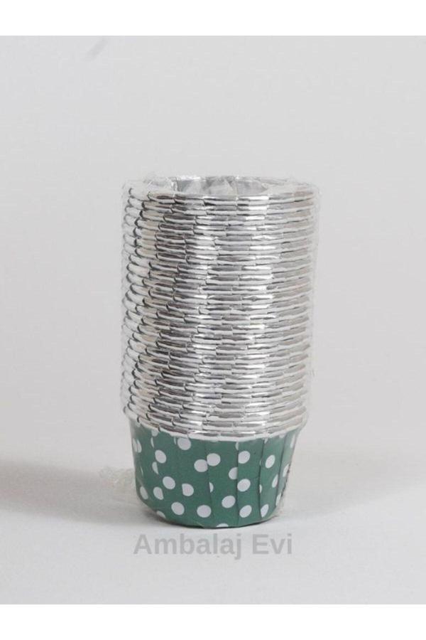 Ambalaj Evi Yeşil Puantiyeli İçi Aliminyum Yeşil Renk Muffin Cupcake Kalıbı Kek Kapsülü Bride To Be Parti - Image 1