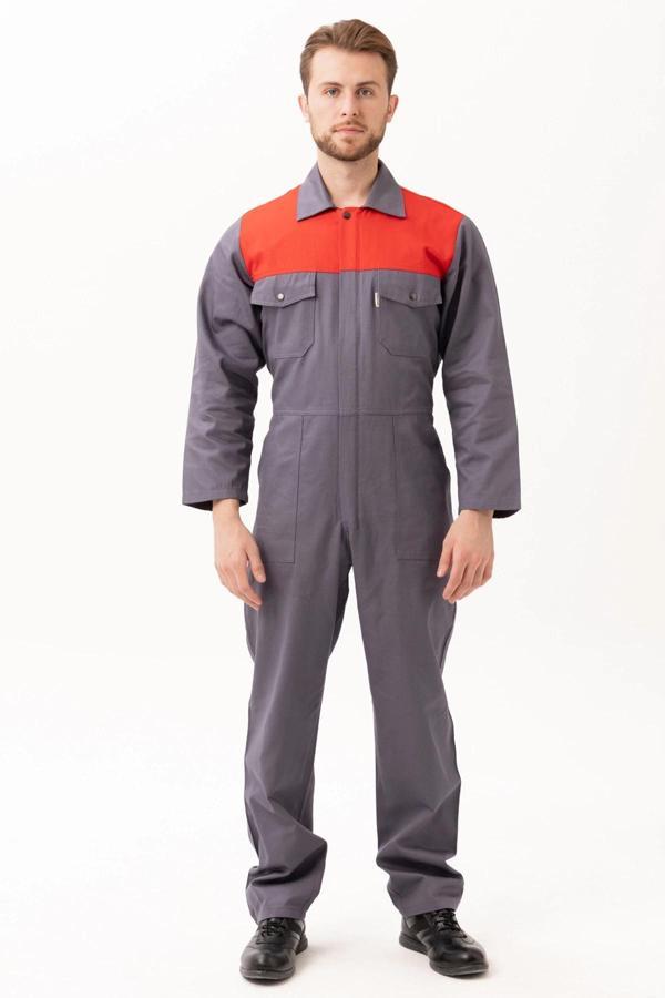 Pamuklu Gabardin Tulum LacivertKırmızı İş Güvenliği Carica Yazlık - Image 1