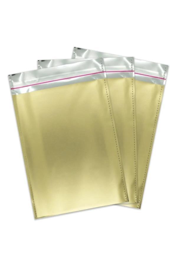 Ambalaj Evi Gold Lüks Metalik Yapışkanlı Hediye Paketi 40X60 Cm Battal Boy 50 Li - Image 1