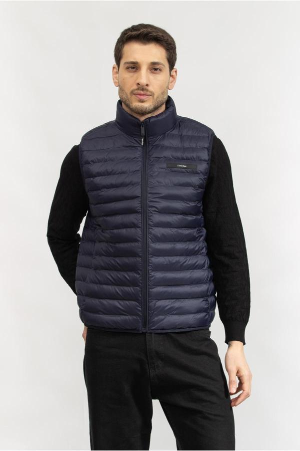 Calvin Klein Erkek Dik Yaka Düz Kesim Fermuar Kapamalı Lacivert Yelek K10K113470-Chw - Image 1