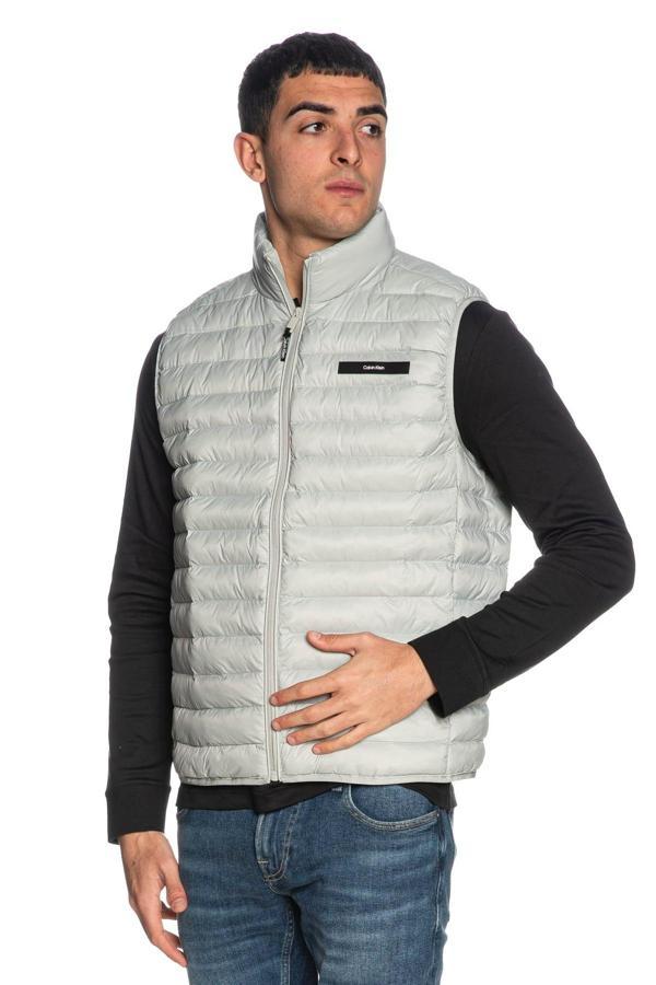 Calvin Klein Erkek Dik Yaka Düz Kesim Fermuar Kapamalı Gri Yelek K10K113470-Peb - Image 1