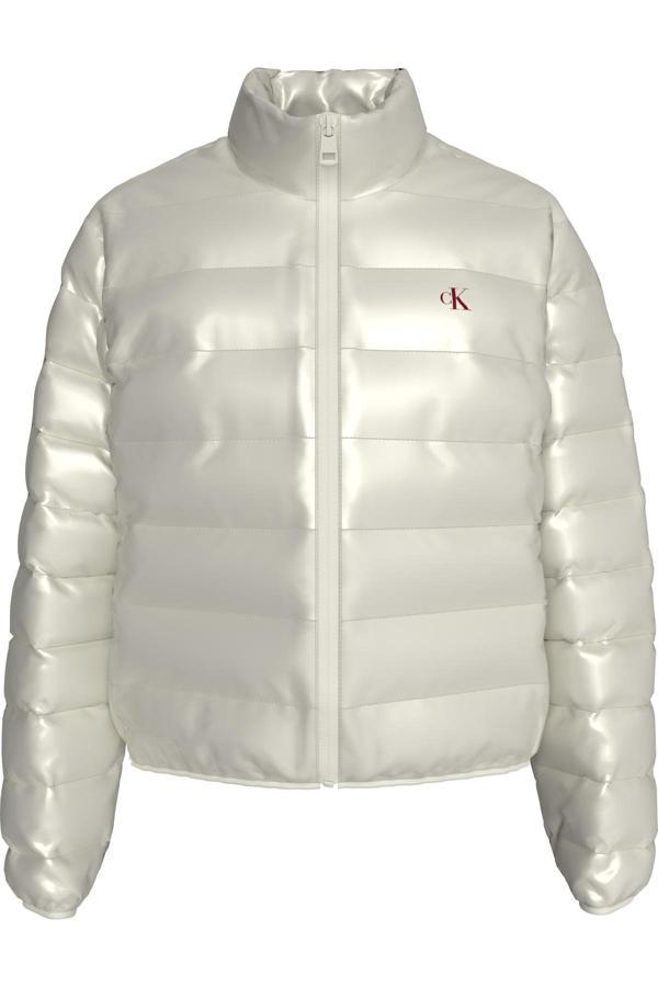 Calvin Klein Marka Logolu Kadın Dik Yaka Beyaz Mont - Image 1