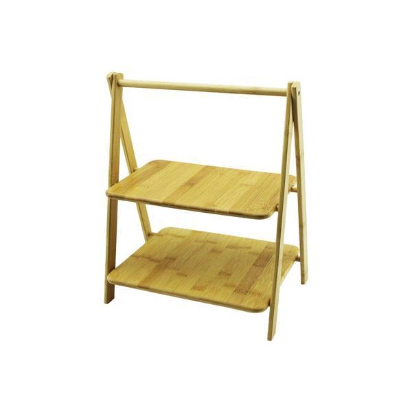 PORTATİF AYAKLI - 2 KATLI AHŞAP BAMBU ORGANİZER RAF =18X28 - 22X28CM Y: 6-20-39CM (5250) - Image 1