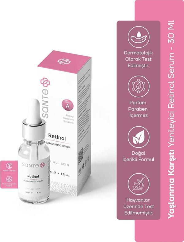 Sante Plus Yenileyici, Onarıcı Ve Derin Kırışıklık Retinol Serum 30 Ml (%1 Retinol Ceramide Squalene) - Image 1