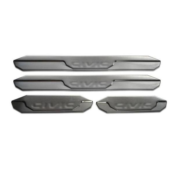Honda Civic Kapı Eşiği 4 Parça - Krom Taşlı | 2016-2021 Arası, SD - Image 1