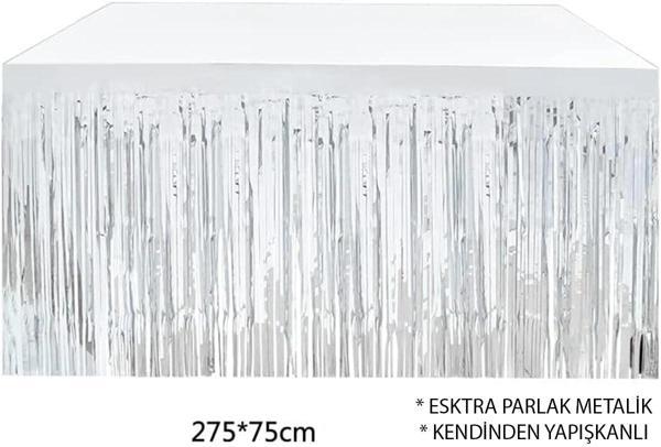 Gümüş Metalize Masa Eteği 275x75 Cm – Kendinden Yapışkanlı - Image 1