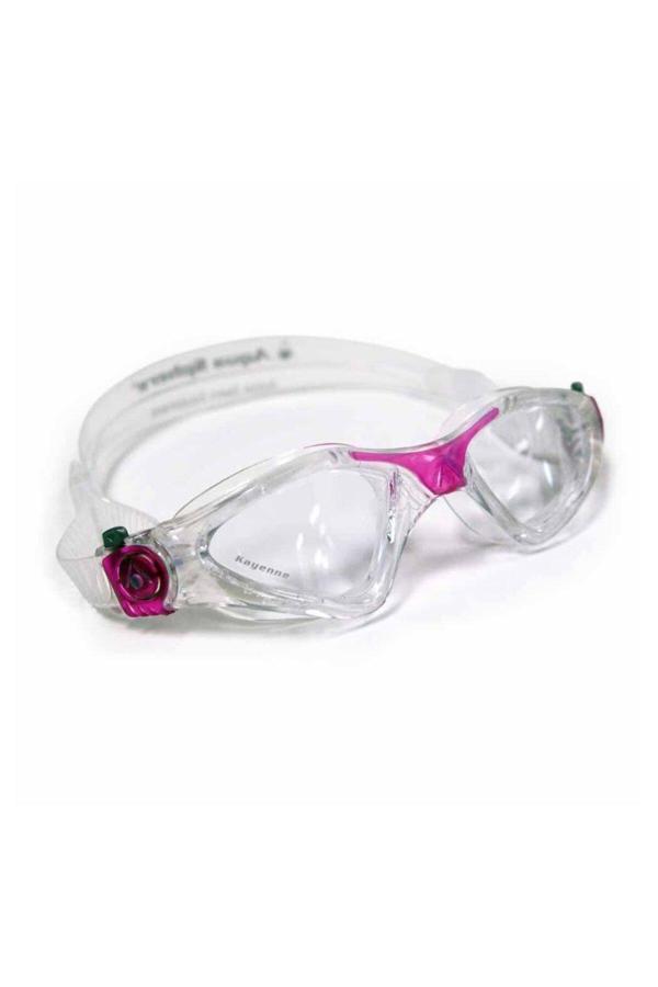 Aqua Sphere Kayenne Lady Şeffaf Cam  Şeffaf Fusia Çerçeve  Şeffaf Etek Deniz Gözlüğü - Image 1