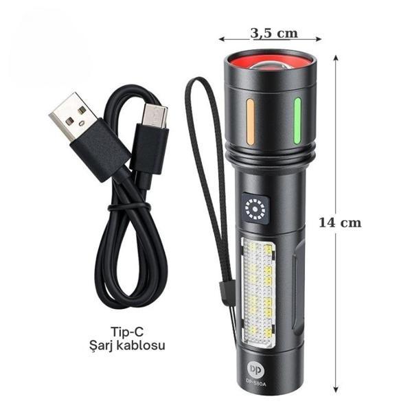 Gold Police Gp-212 Şarjlı Metal El Feneri | 1000 Lümen Polis Feneri Çakarlı - Image 1