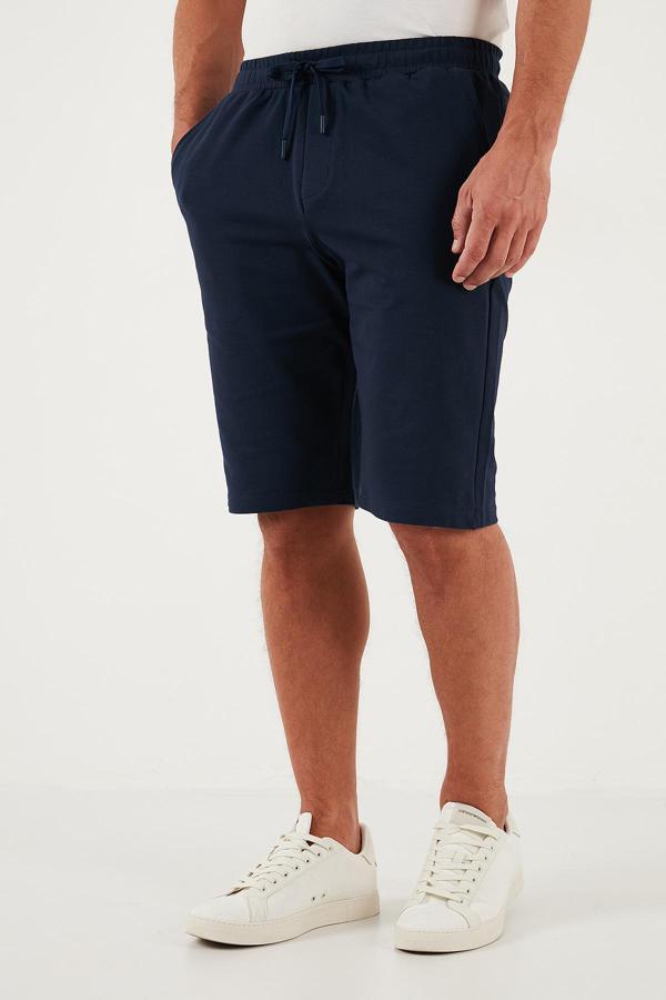 Buratti Pamuklu Regular Fit Normal Bel Belden Bağlamalı Erkek Short 5908021 İNDİGO - Image 1