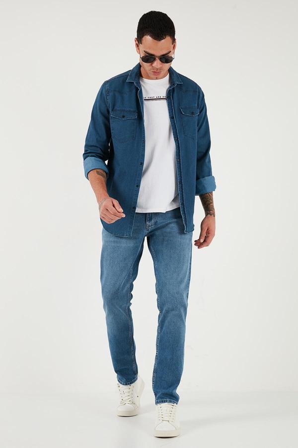 Buratti Pamuklu Regular Fit Normal Bel Boru Paça Jeans Erkek Kot Pantolon 2203C281PARMA MAVİ - Image 1