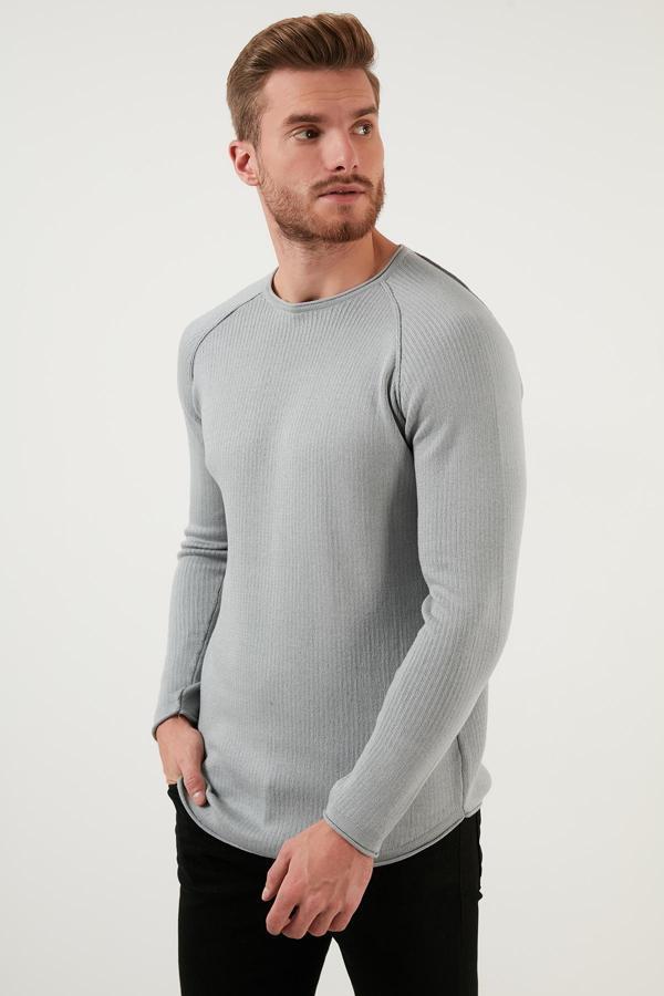 Buratti Regular Fit Bisiklet Yaka Pamuklu Erkek Kazak 6353420 AÇIK GRİ - Image 1