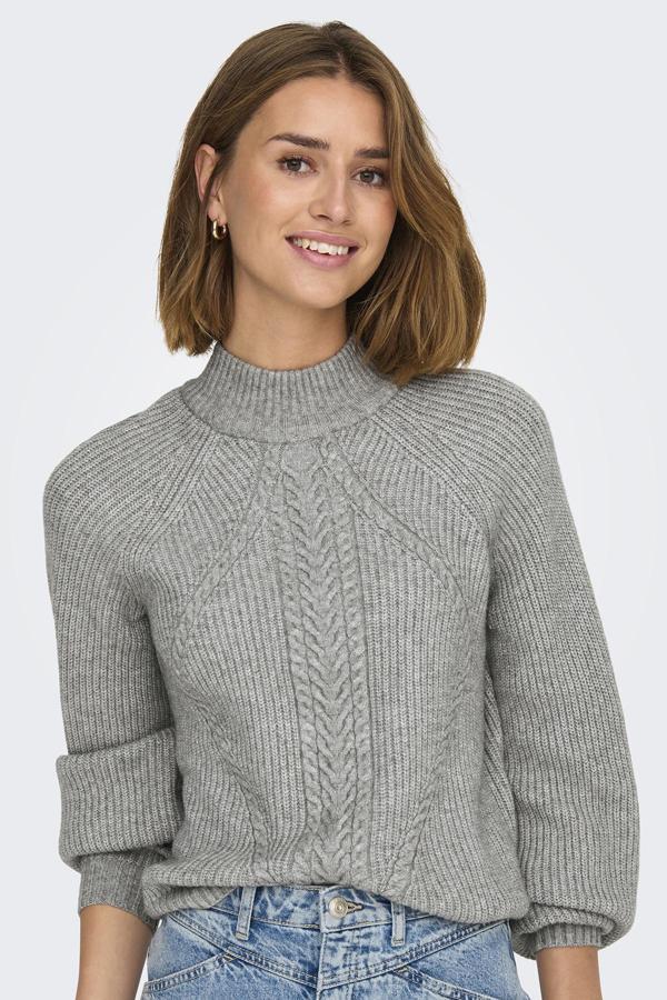 Only Onlkatia Regular Fit Yarım Balıkçı Yaka Örme Bayan Kazak 15324678 GRİ - Image 1