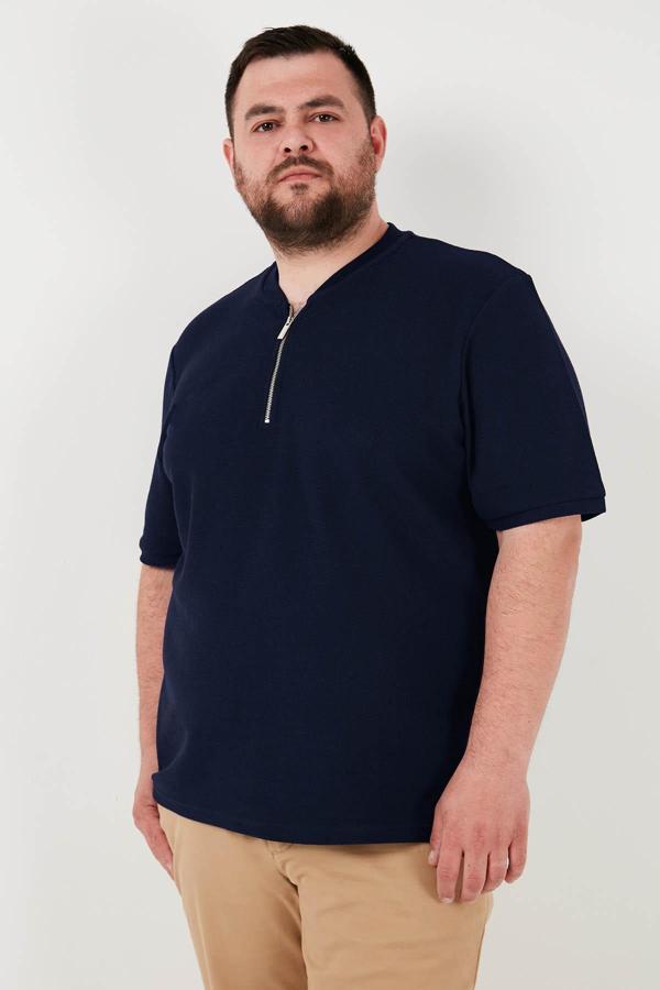 Buratti Büyük Beden Pamuklu Regular Fit Erkek T Shirt 5902653B LACİVERT - Image 1