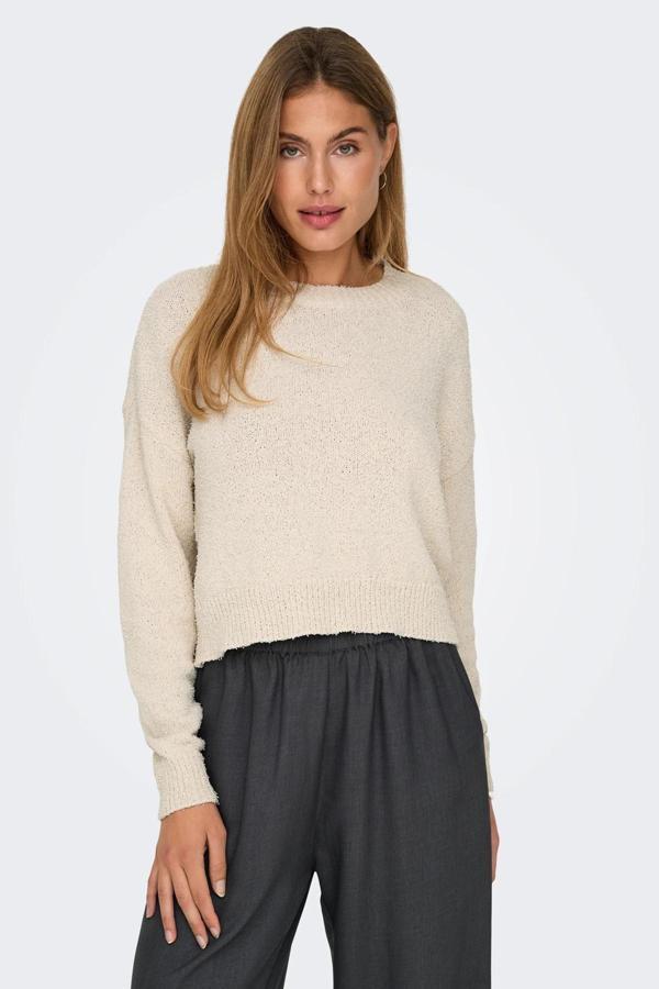 Only Onlteresa Regular Fit Bisiklet Yaka Örme Bayan Kazak 15326112 BEJ - Image 1
