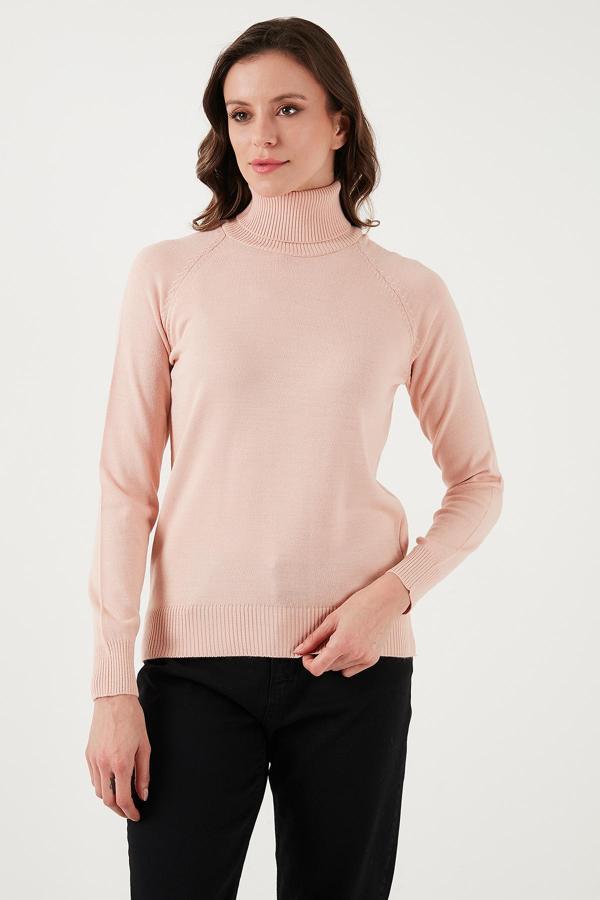 Fashion Friends Standart Fit Balıkçı Yaka Triko Bayan Kazak 24K0401K1 PUDRA - Image 1