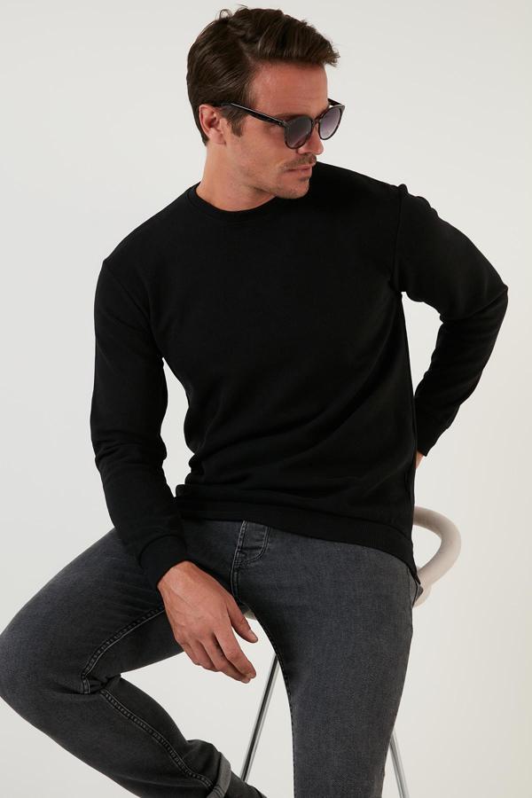 Buratti Slim Fit Bisiklet Yaka Pamuklu Erkek Kazak 4562013W4 SİYAH - Image 1
