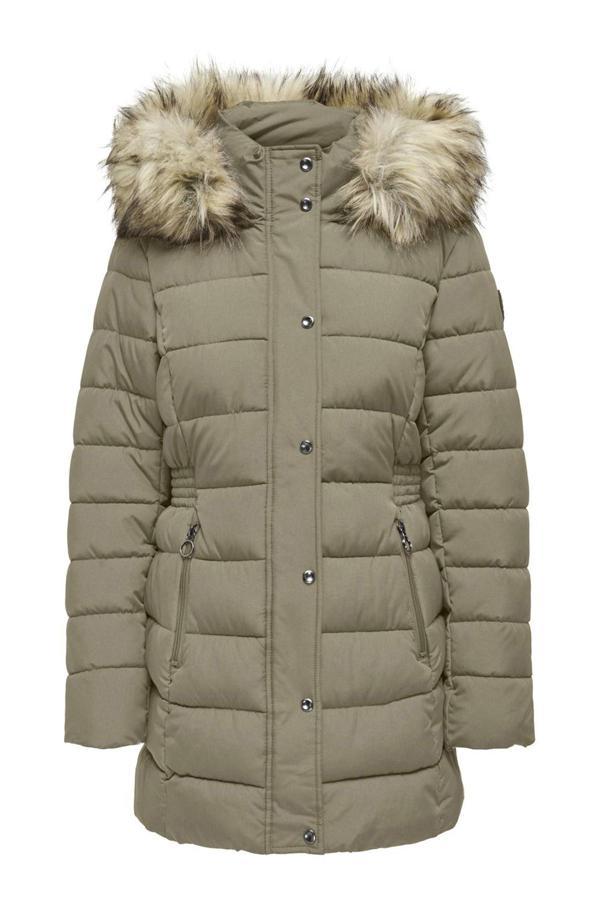 Only Onlnewluna Kapitoneli Regular Fit Kapüşonlu Şişme Bayan Mont 15304781 TAŞ - Image 1