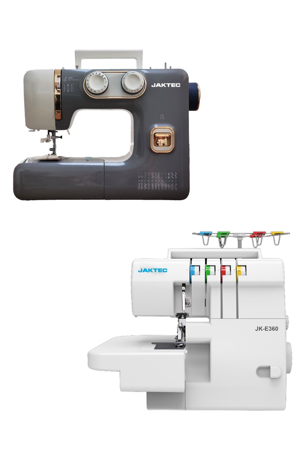 Jaktec A320 Dikiş Makinesi ve E360 4 İplik Overlok Makinesi / Ev Tipi 2’li Makine Seti - Image 1