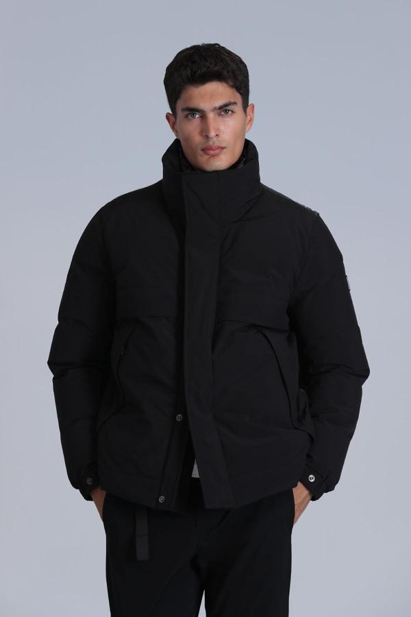 Lufian Andor Kapitoneli Regular Fit Kuş Tüyü Dolgulu Dik Yaka Şişme Erkek Mont 112120225 SİYAH - Image 1
