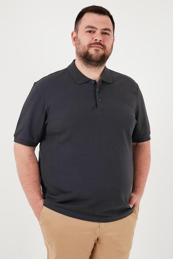 Buratti Pamuklu Regular Fit Büyük Beden Erkek Polo Yaka T Shirt 5902127B ANTRASİT - Image 1