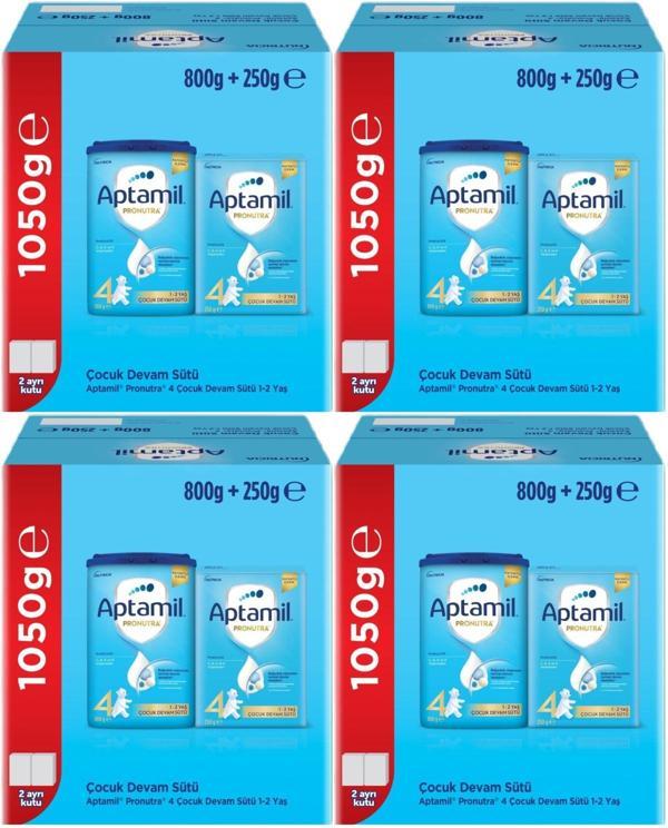 Nutrıcıa Aptamil Pronutra 800GR+250GR Toplam: 1050GR Devam Sütü No:4 (1 Yaş ve Üzeri) (4 Lü Set) - Image 1
